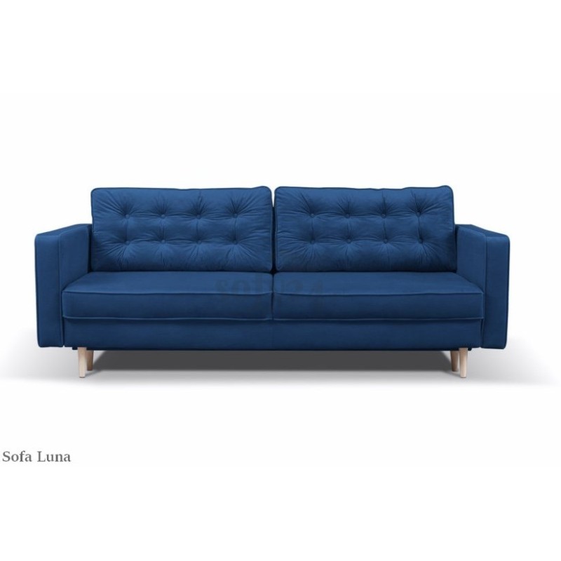 Sofa Luna w niebieskiej tkaninie