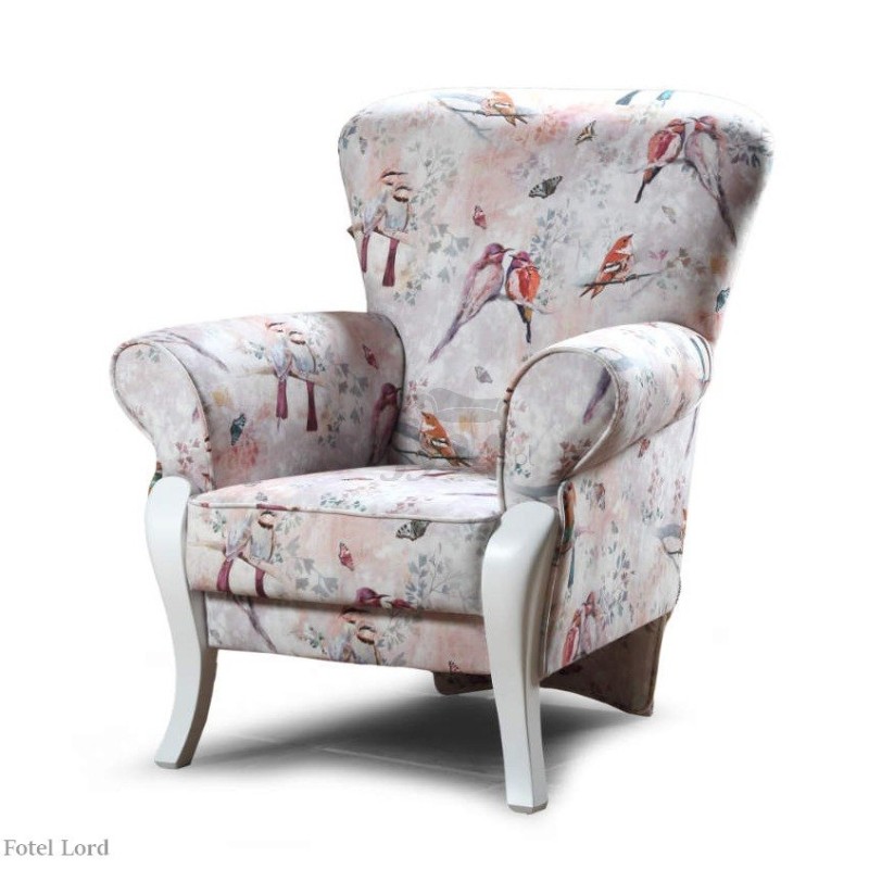 Fotel Lord wykonany w tkaninie w kwiaty