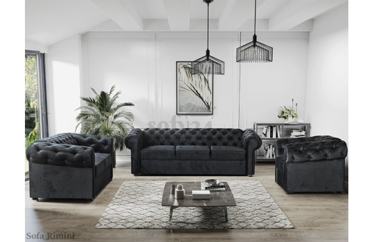 Komplet wypoczynkowy Rimini w czarnej tkaninie 