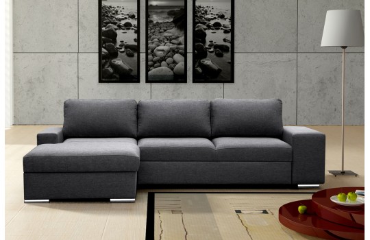 Czarna sofa rozkładana narożna Akra