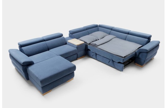 Narożnik modułowy Simona po rozłożeniu funkcji spania