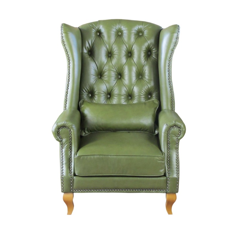 Fotel Kordian w zielonej skórze