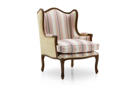 Włoski fotel w tkaninie w pasy 