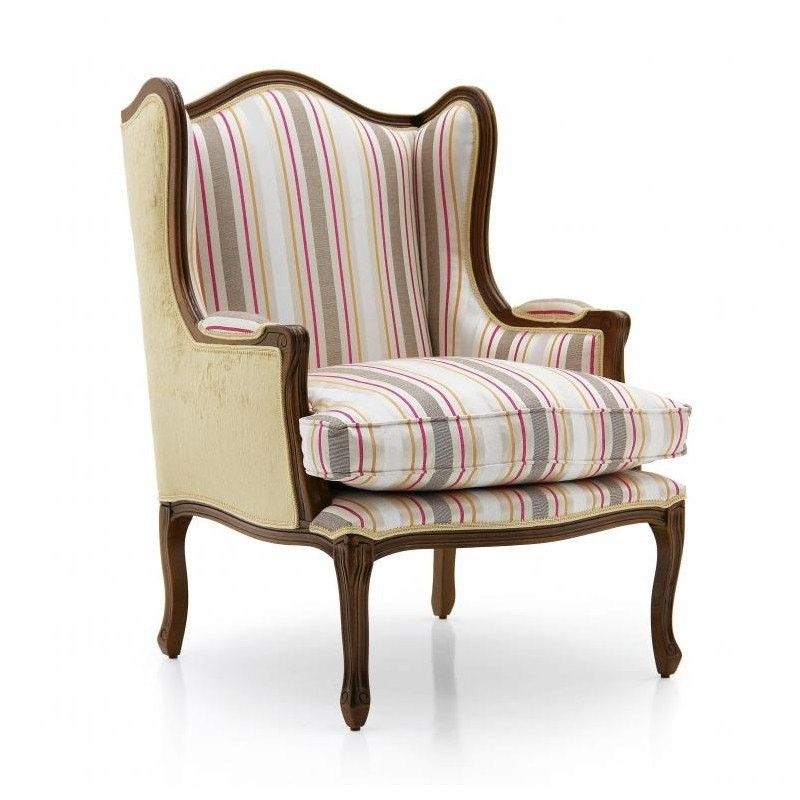 Włoski fotel w tkaninie w pasy 