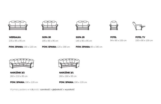 Narożnik Regan 250 x 170 cm z f. spania