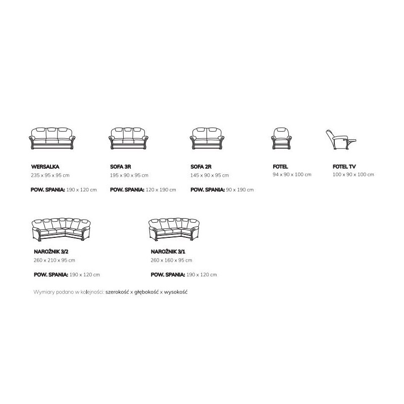 Narożnik Regan 250 x 170 cm z f. spania