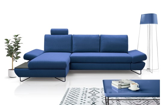 Kobaltowy narożnik z funkcją spania 