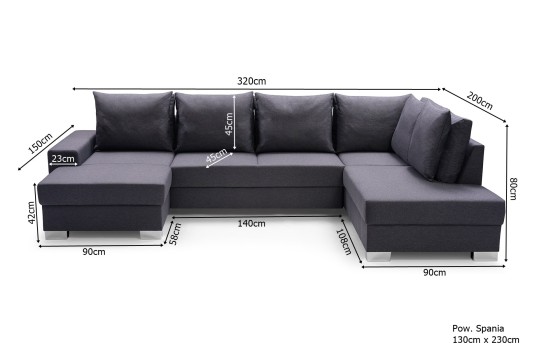 Narożnik Pablo - wymiary