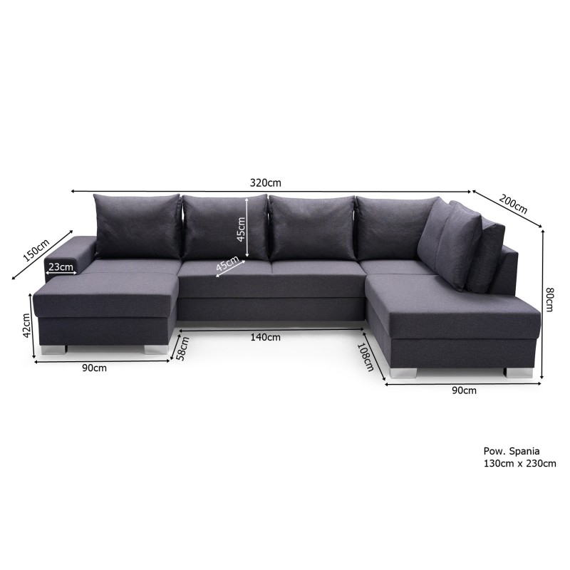 Narożnik Pablo - wymiary