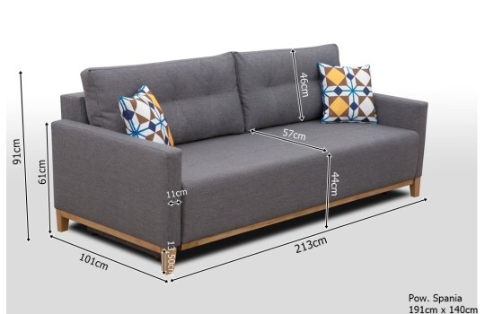 Sofa Split 213 cm - Wymiary