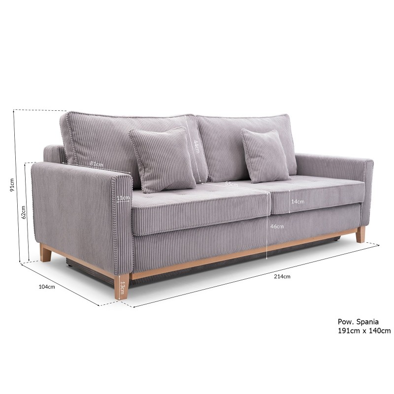 Sofa Talia - wymiary