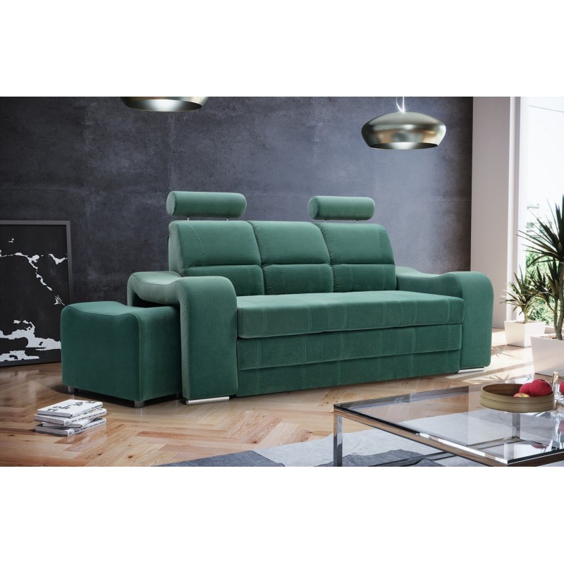 Zielona sofa Marcel 205 cm - rozkładana