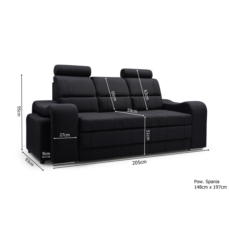 Sofa Marcel 205 cm - wymiary
