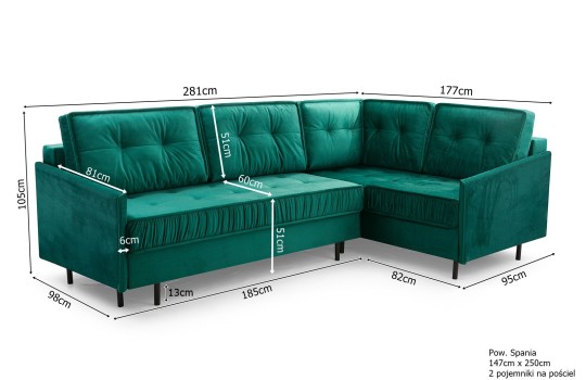 Narożnik Alero - Wymiary