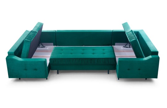 Narożnik Hubert U  - 3 pojemniki na pościel