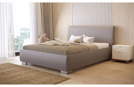 Szare łóżko tapicerowane 