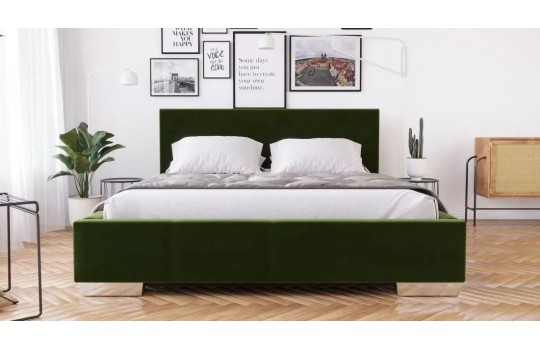 ciemnozielone łóżko 
