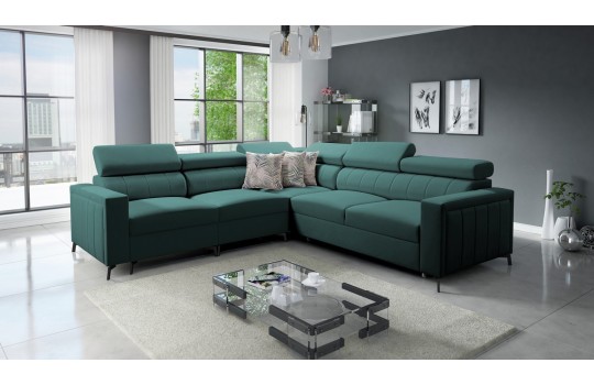 Narożnik w kolorze butelkowej zieleni 