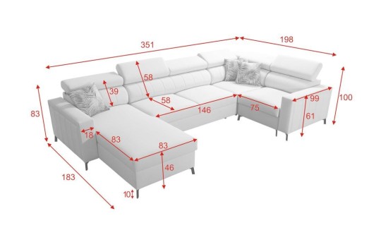Narożnik duży w kształcie podkowy