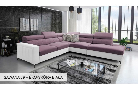 Narożnik w dwóch kolorach tkanin