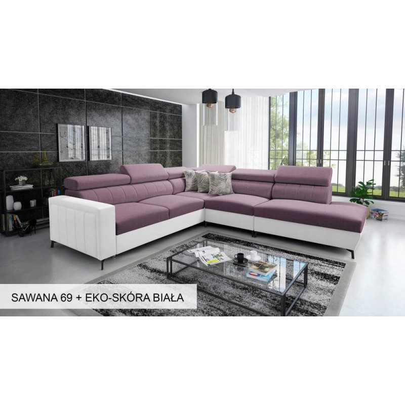 Narożnik w dwóch kolorach tkanin