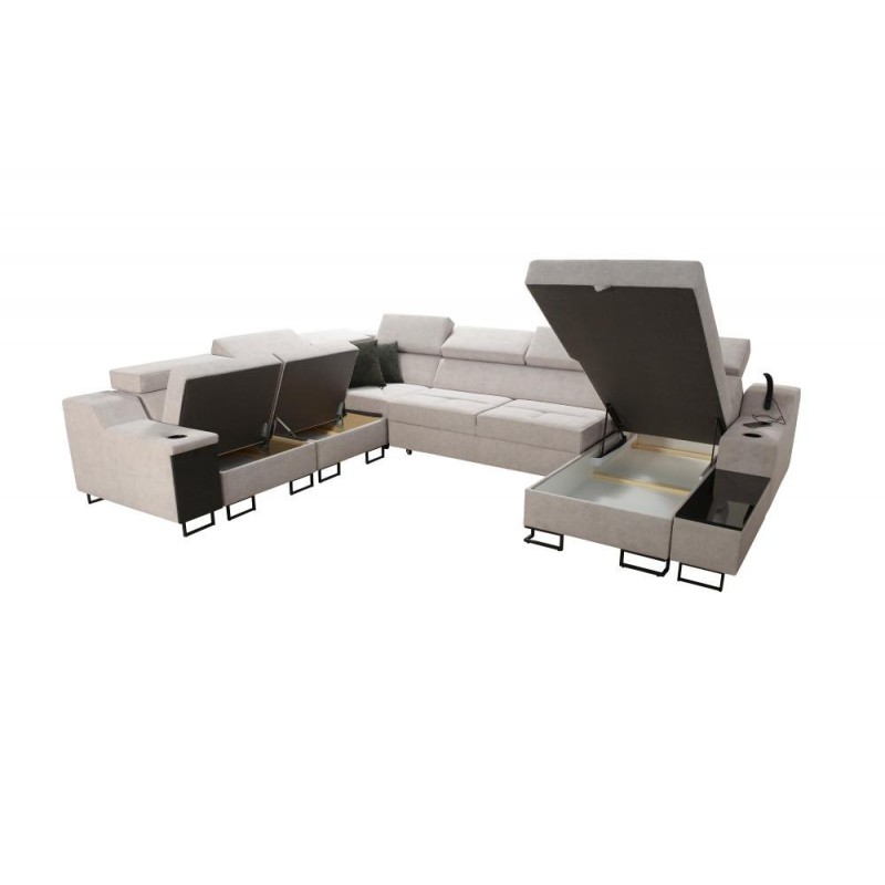 Narożnik z trzema pojemnikami na pościel 