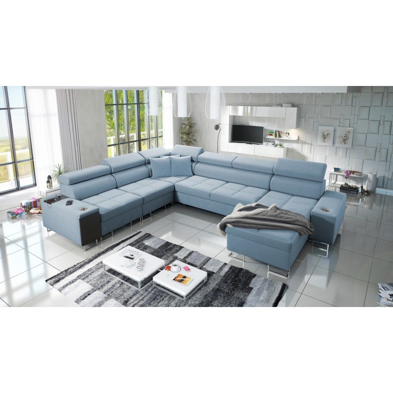 Duża sofa w kolorze niebieskim 