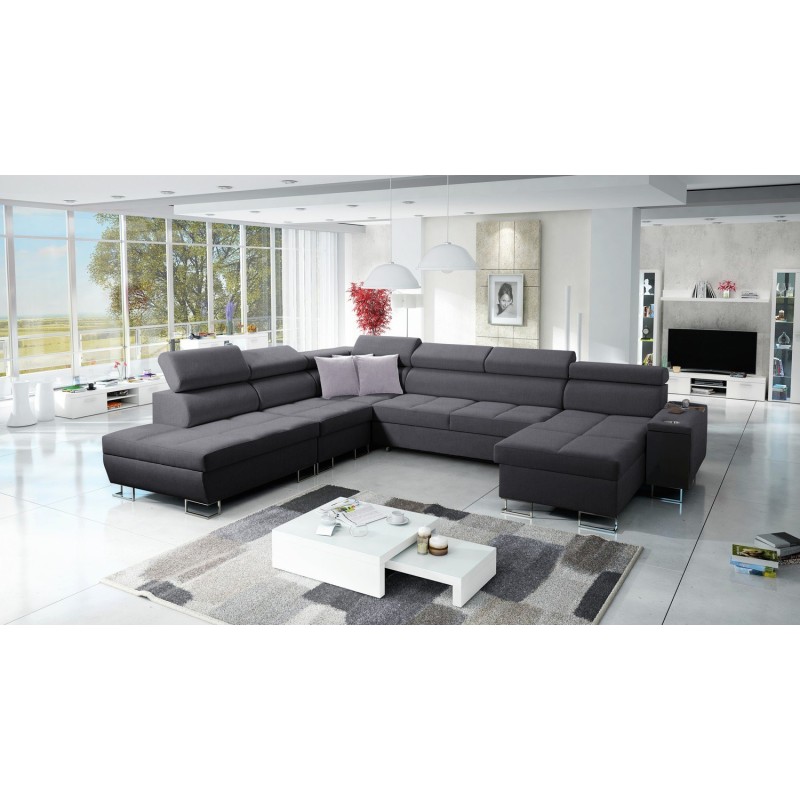 Duży narożnik w czarnym obiciu 