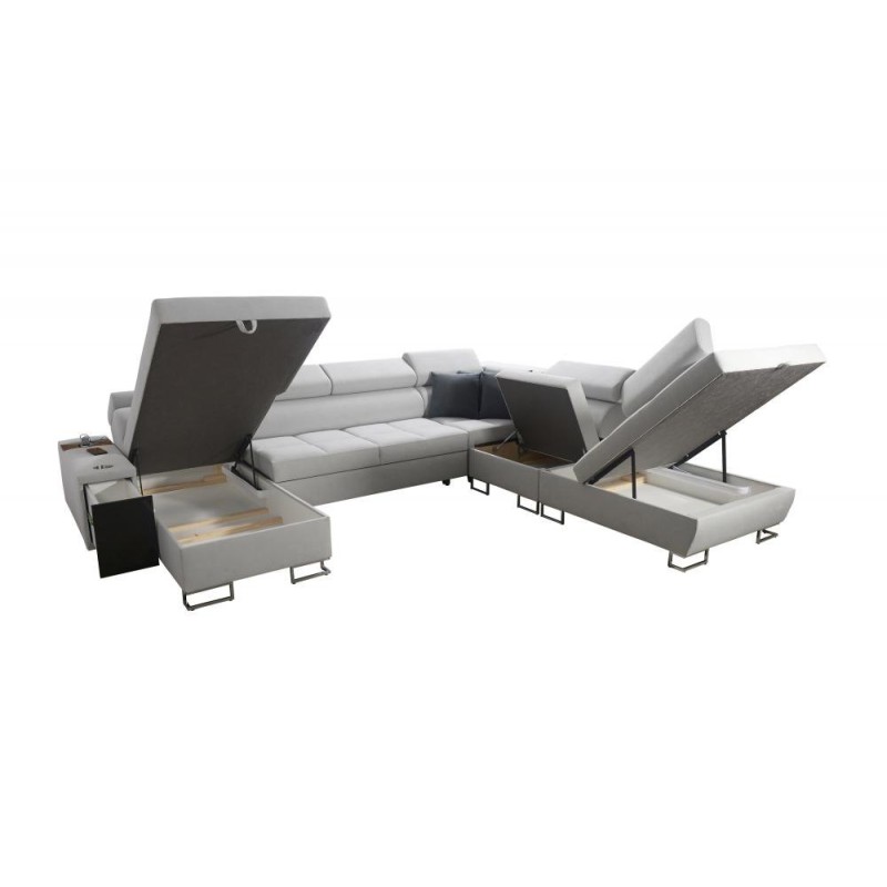 Narożnik z podnoszonymi pojemnikami na pościel 