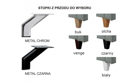 nóżki chromowane lub drewniane 