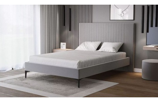 Szare wysokie łóżko 