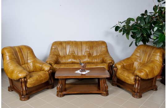 Komplet mebli wypoczynkowych ze skóry naturalnej 