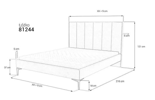 Wymiary łóżka Polina 