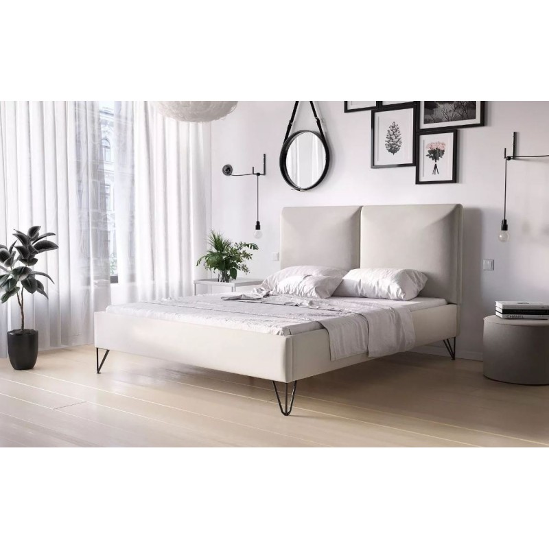 Łóżko Greta w kremowej tkaninie 