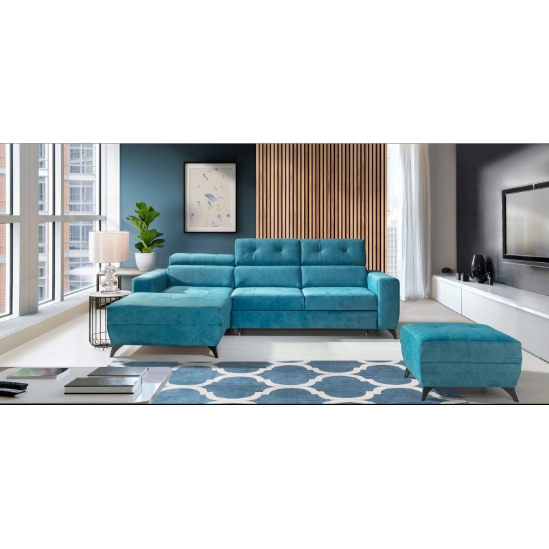 Narożnik w błękitnej tkaninie 