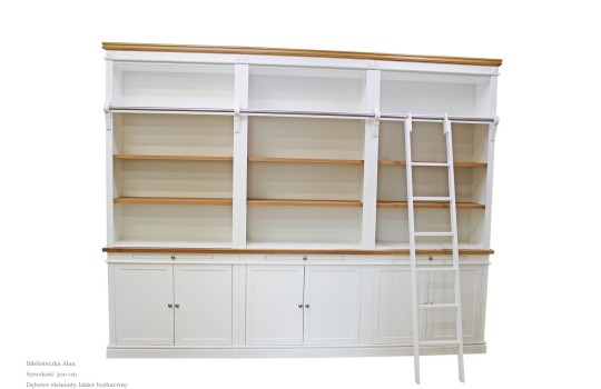 Biała biblioteczka z dębowym blatem - Alan