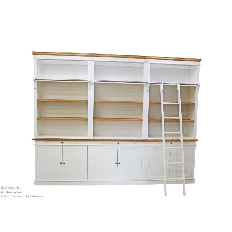 Biała biblioteczka z dębowym blatem - Alan