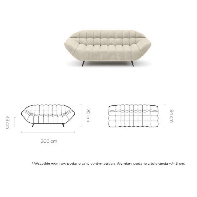 Wymiary sofy Kadi 200 cm