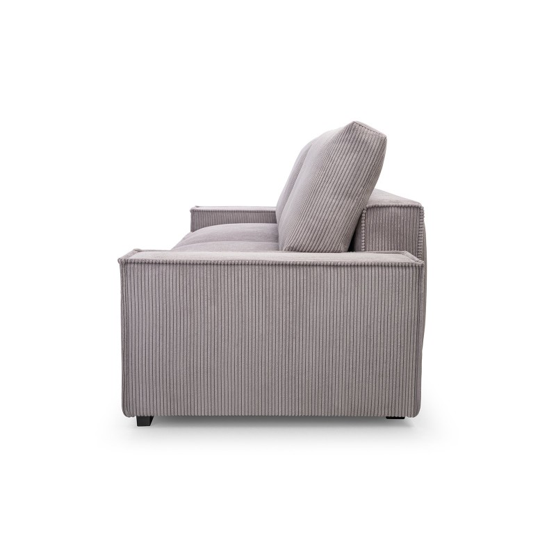 sofa w szarym materiale 