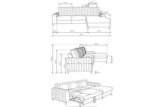 Narożnik Felix - wymiary