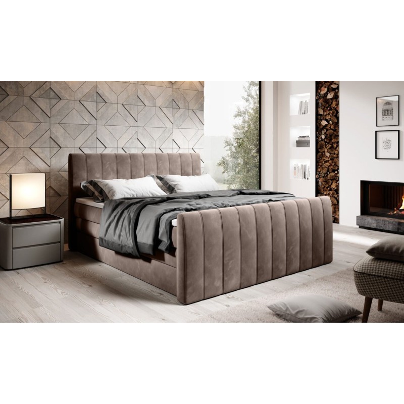 łóżko kontynentalne beżowe