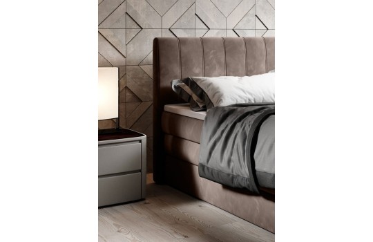 łóżko z nowoczesnym zagłówkiem 