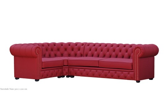Czerwony narożnik Chesterfield Tono 