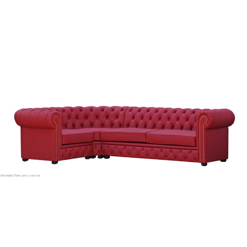Czerwony narożnik Chesterfield Tono 
