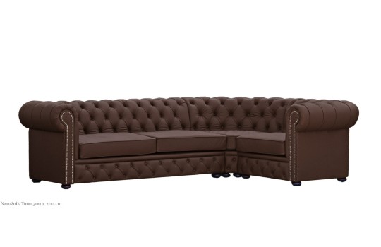 Brązowy narożnik Chesterfield Tono
