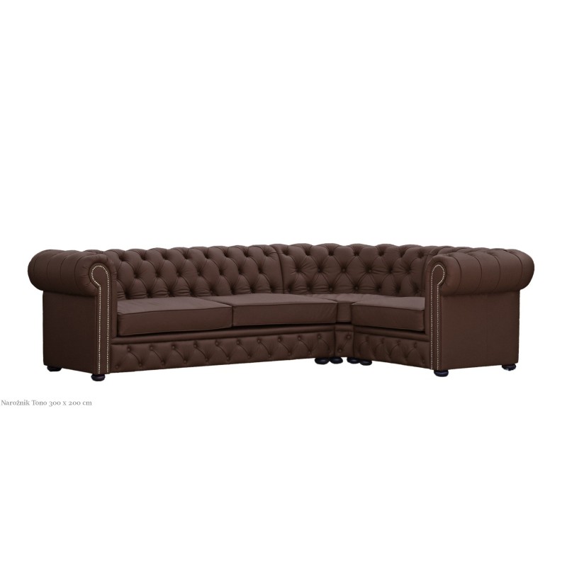 Brązowy narożnik Chesterfield Tono