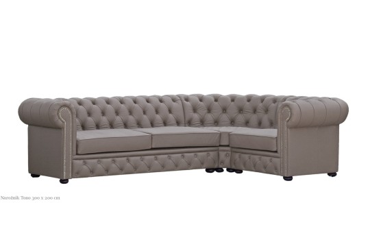 Szary narożnik Chesterfield Tono 
