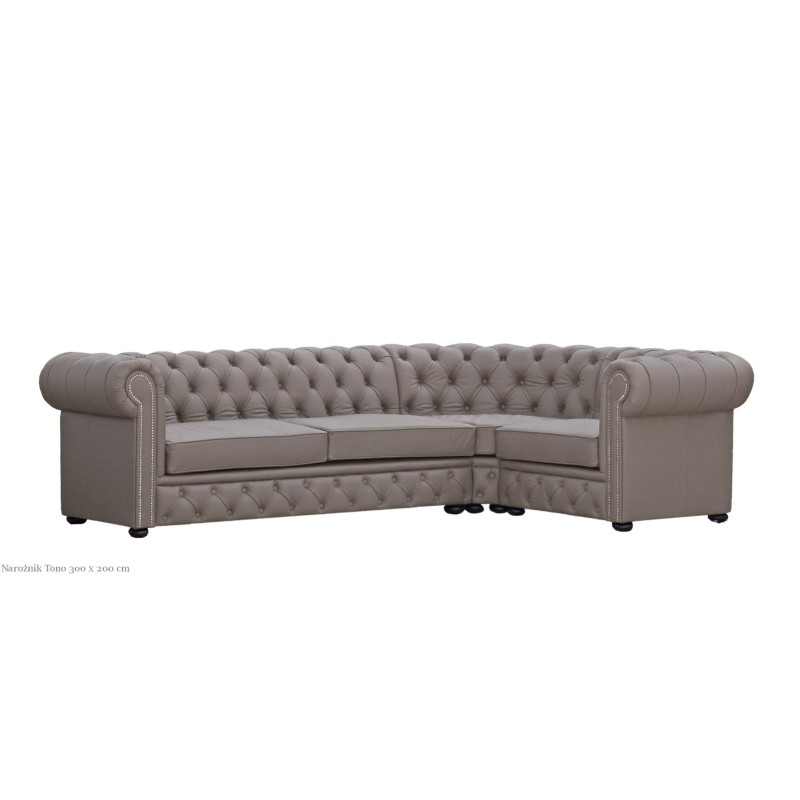 Szary narożnik Chesterfield Tono 