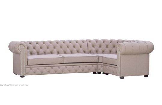 jasno szary narożnik Chesterfield Tono 