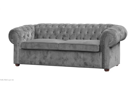 Szara Sofa Chesterfield Mati 230 cm - na wymiar Szara Sofa Chesterfield Mati 230 cm - na wymiar